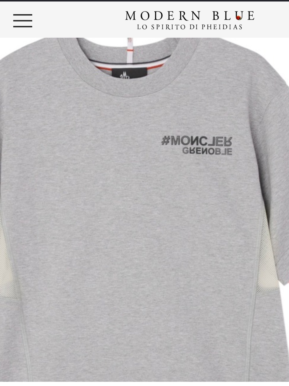 Moncler Grey Short-Sleeve Tee with Pink Trim